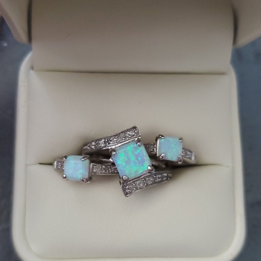 Opal Ring and Earrings Set